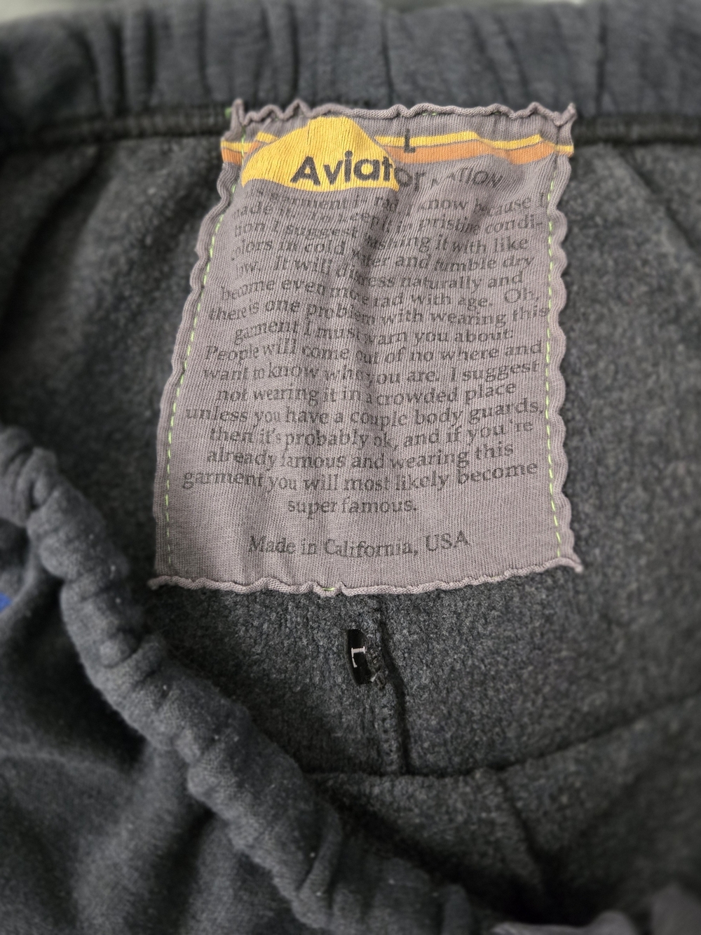 Aviator Nation Charcoal Crewneck Set with Neutral Stripe, SM top & LG bottom - Picture 7 of 7